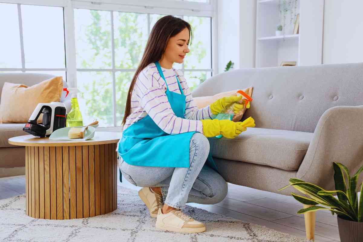 divano pulito con la capsula della lavastoviglie